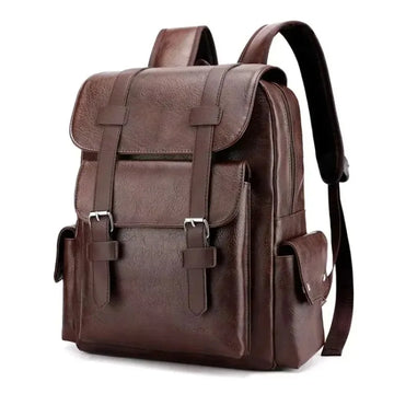 Korean Version Large Capacity Soft PU Leather Backpack for Men and Women